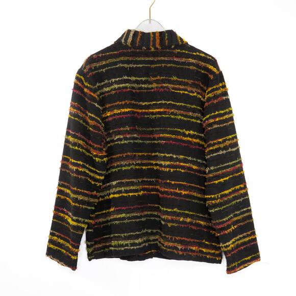 1990s Mirasol Black Colorful Striped Bohemian Jacket Small - Picture 3 of 7